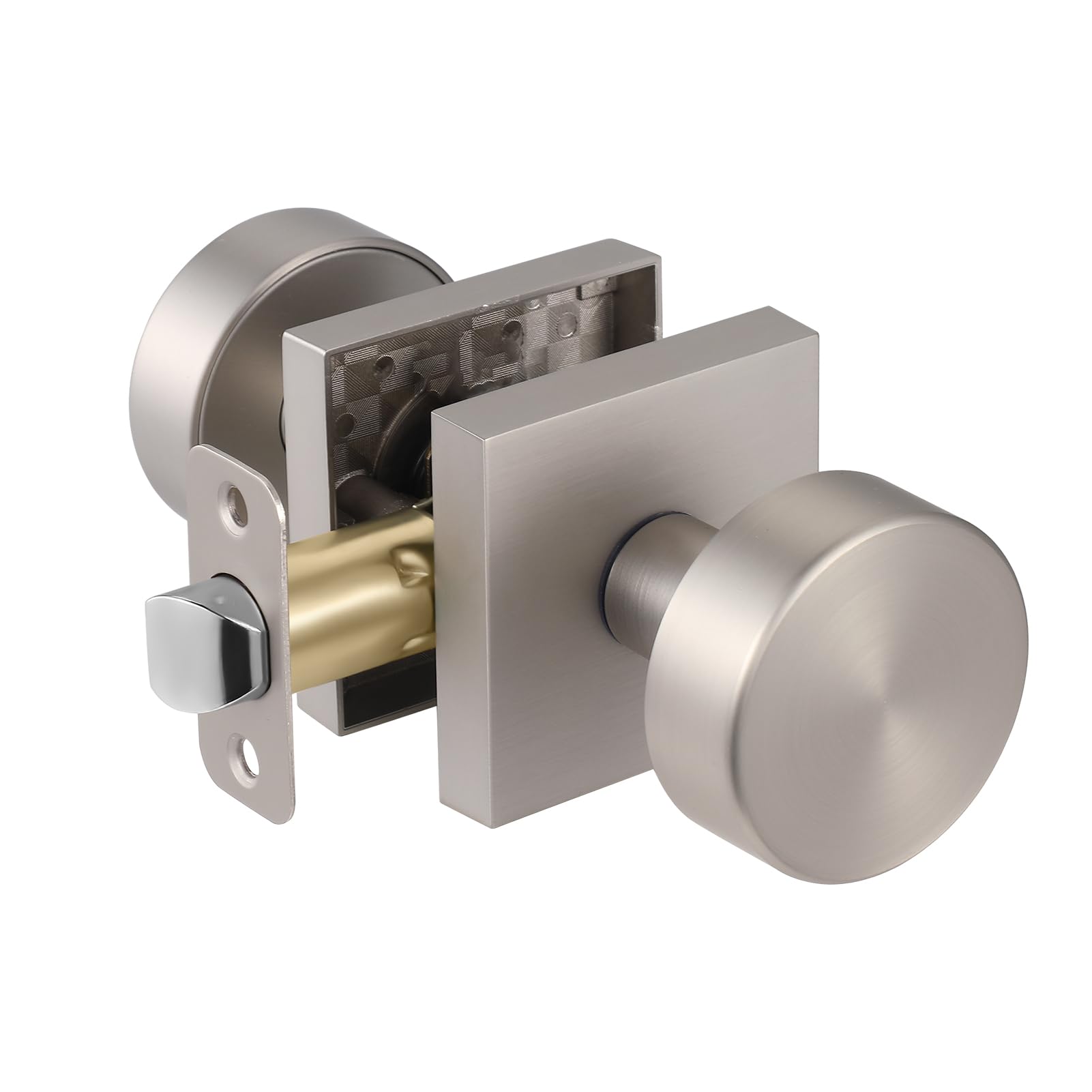 Photo 1 of newliplace Passage Door Knobs Interior, Brushed Nickel Door Knob for Closet Doors and Hallway, Modern Interior Round Door Handles, Satin Nickel