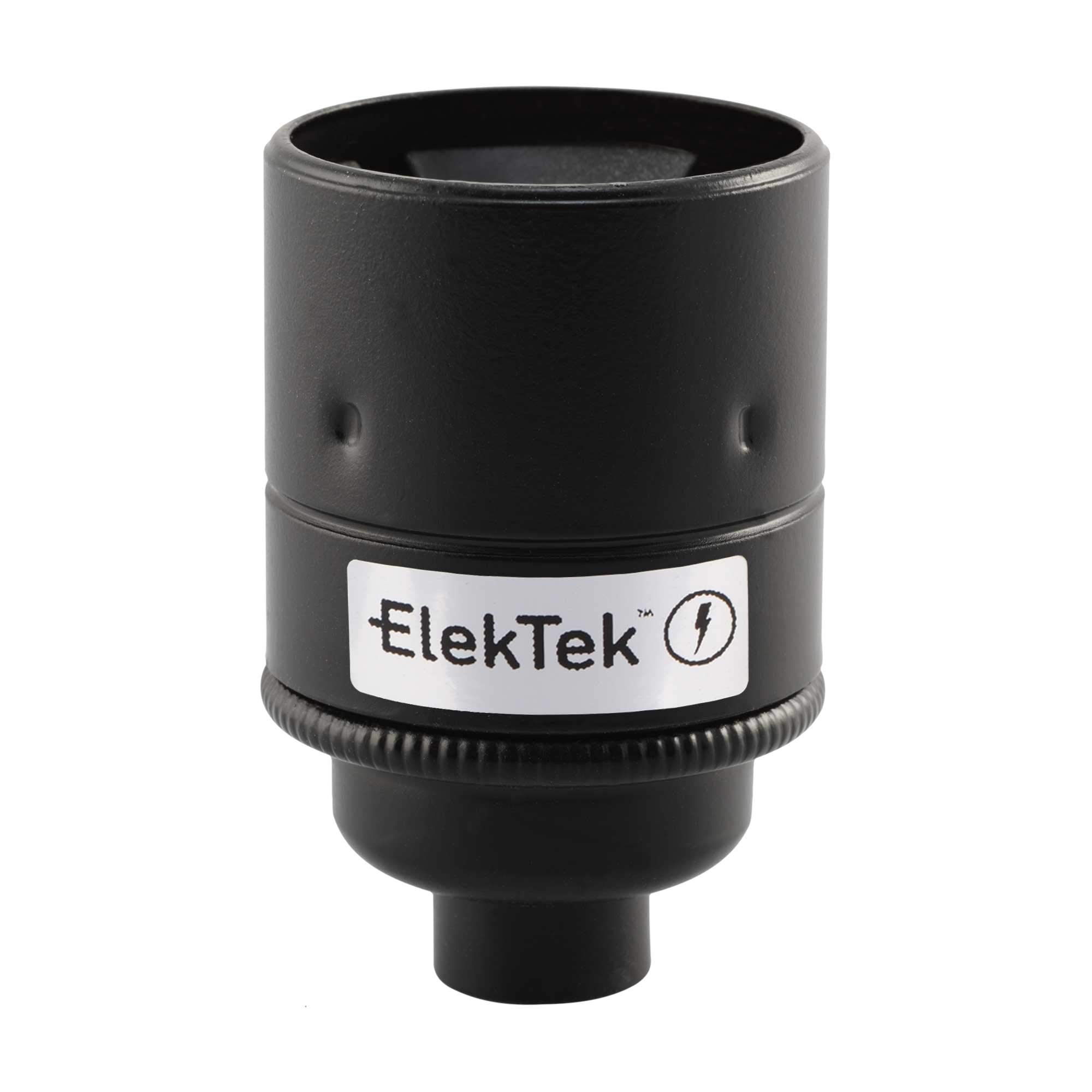 ElekTek ES E27 Lamp Bulb Holder Plain Skirt 10mm Entry Jet Black Ideal for Vintage Filament Bulbs