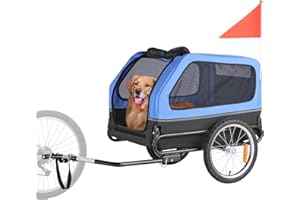 VEVOR Dog Bike Trailer, Supports up to 88 lbs, Pet Cart Bicycle Carrier, Easy Folding Frame with Quick Release Wheels, Universal Bicycle Coupler, Reflectors, Flag, Collapsible to Store