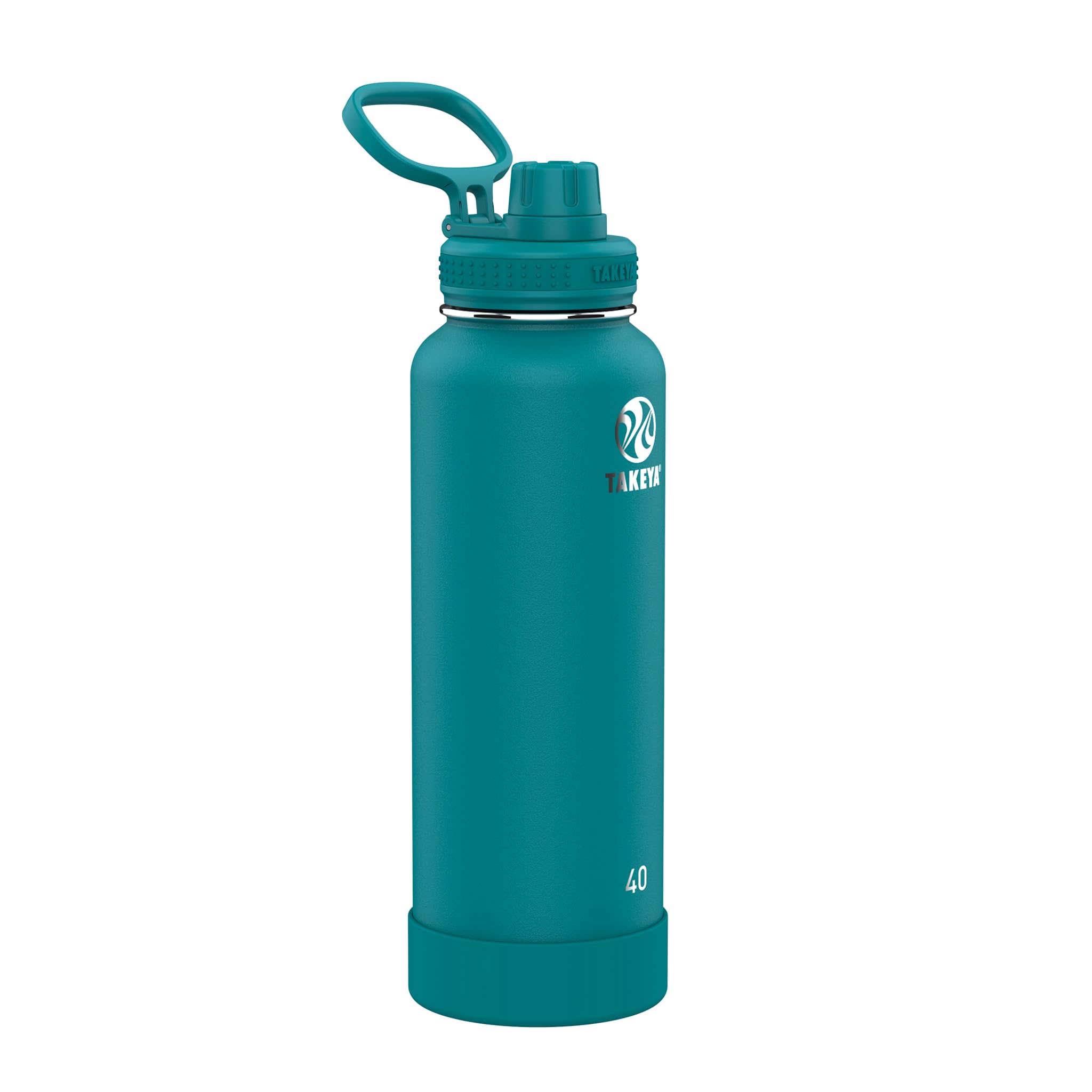 Takeya Actives Water Bottle with Spout Lid - Bottle with Double Stainless Steel Insulation - Dishwasher Safe & BPA-Free - Bottle with Spout Lid & Removable Bumper - 40 oz, Mystic Blue Image