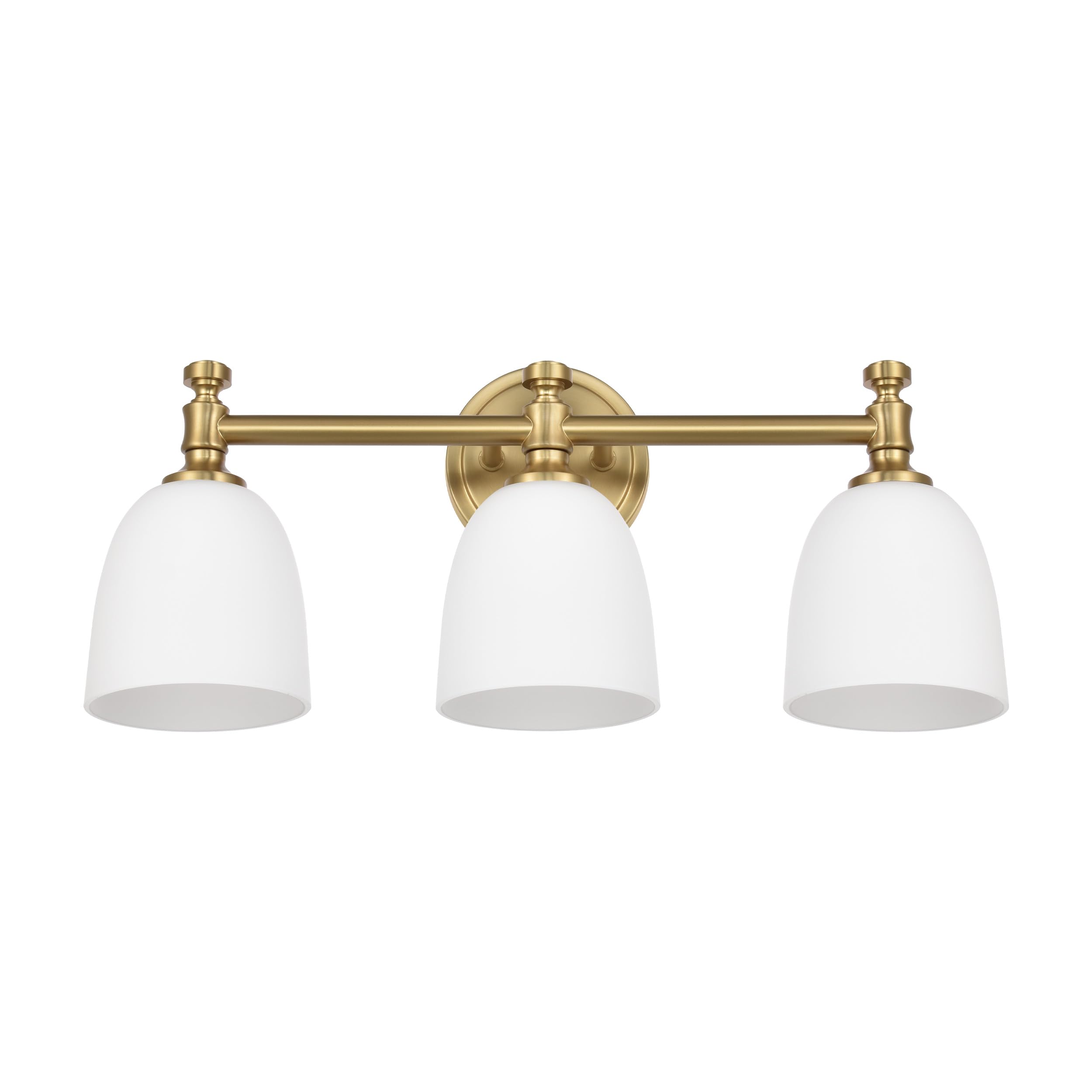 Photo 1 of Ntsunxeko Gold Bathroom Vanity Light, 3-Light Bathroom Light Fixtures Over Mirror, Traditional Vanity Lights for Living Room, Milk White Bell Glass Shades, Standard E26 Base, Aged Brass