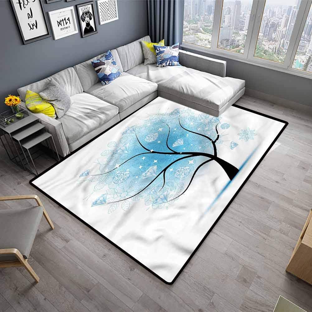 Large Carpet Diamonds Children Play Mat Floral Winter Tree Leaves (6'x9')