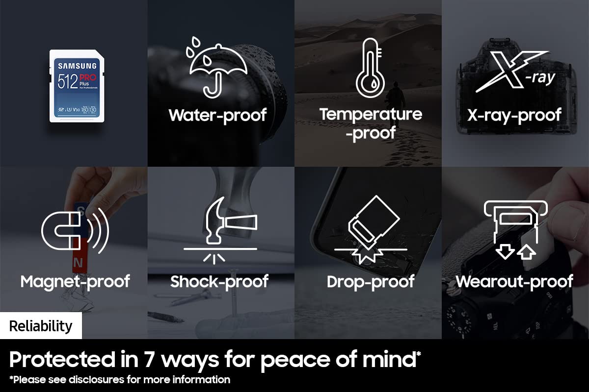 Samsung PRO Plus Full Size 512GB SDXC Memory Card, Up to 180 MB/s Reads/Writes, Full HD & 4K UHD, UHS-I, C10, U3, V30 for DSLR, Mirrorless Cameras, PCs, MB-SD512S/AM, 2023