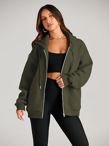 EFAN Women's Drawstring Zip Up Cute Hoodies Fall Jacket Oversized