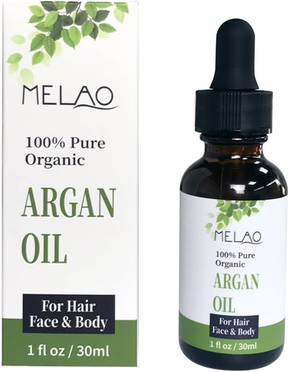 Melao Pure Moroccan Organic Argan Oil - Enhances Your Hair and Skin Natural Beauty - Helps Grow Vibrant Smoother Healthier