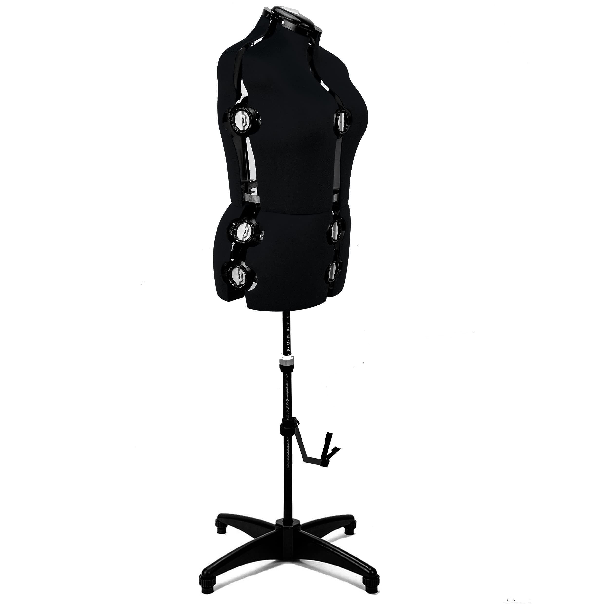 BHD BEAUTY Black 13 Dials Female Fabric Adjustable Mannequin Dress Form for Sewing, Mannequin Body Torso with Tri-Pod Stand, Up to 70