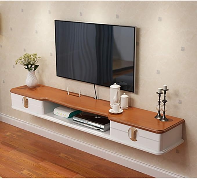 HZWDD Schwimmende Regale TV-Schrank-Wand-Medienkonsole, mit Schubladen