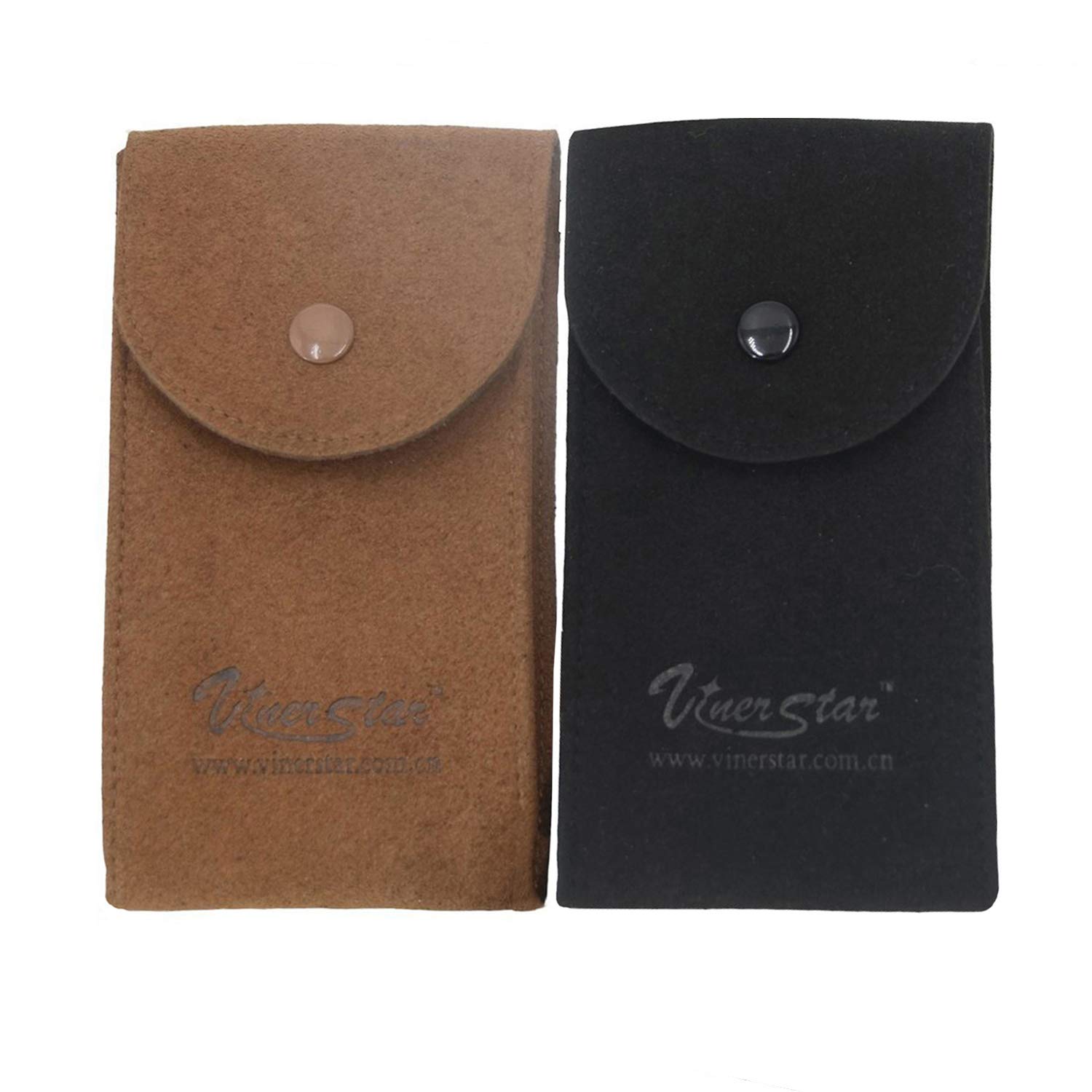 Vinerstar Suede Leather Watch Pouch for Watches with Bracelets Organizer Watch Travel Case (Black+Brown)