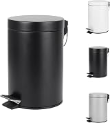 Home Treats 3L Small Bathroom Pedal Bin with Soft Close Lid Black view 1