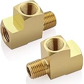 Boeray 2pcs 1/4" Brass Tee Fittings 1/4" NPT Female Pipe to 1/4" NPT Male Pipe to 1/4" NPT Female Brass Barstock Street Tee F