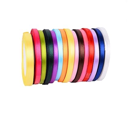 SIMUER Satinband Seidenbänder, 375 Yard 15 Farben Stoff Band Seide Satin Rolle, Seidenband Schleifenband Hochzeit Dekoband Ge