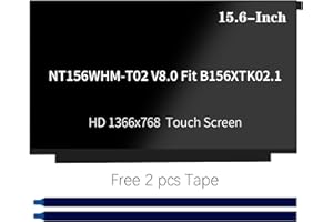 YOUYUANLTD NT156WHM-T02 V8.0 Fit B156XTK02.1 LCD Screen Replacement HD 1366x768 On-Cell Touch LED Display