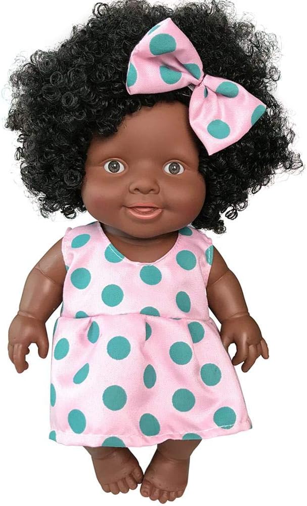 Szseven Baby Doll Silicone Black Girl Dolls African American Interactive Games Toys Dolls For Children 10 inch Play Doll for Kids