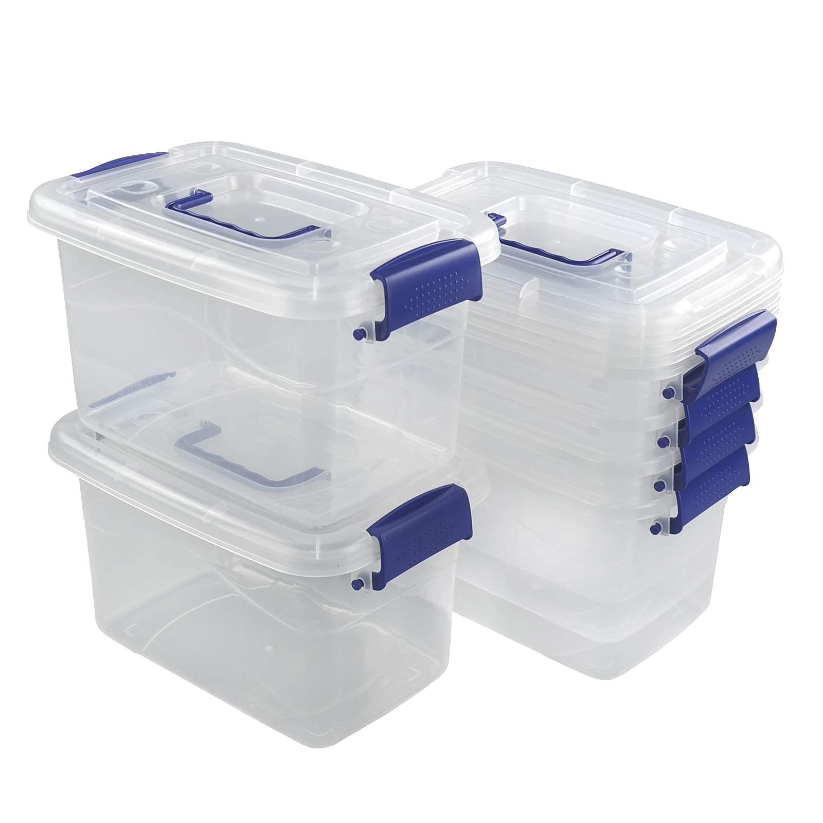 Nesmilers 6 Packs Transparent Plastic Storage Boxes with Lids, Storage Containers Sets