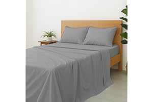 COTTINGTON LANE Cottinton Lane 4 Piece RV King 72 x 80 Size Sheet Set, Premium 100% Cotton Bed Sheets Sets, 16 Inch Deep Pocket with Elastic All Around, Soft & Luxurious Hotel Quality Sheets, Light Grey Solid