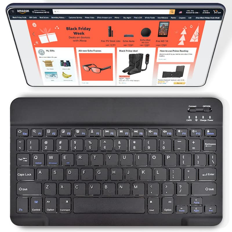 Photo 1 of DETUOSI Universal 10 inch Wireless Keyboard, (0.23 inch) Ultrathin Slim Lightweight Travel Portable, 10.1" Multi-Device Wireless Keyboard for iOS/Android/Windows Tablet, Computer, Smart Phone #Black