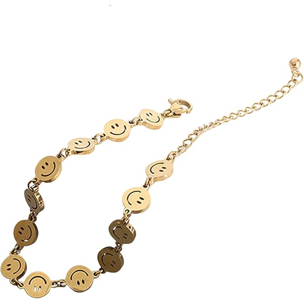 Amazon.com: Happy Face Smile Chain Choker Necklace Gold or