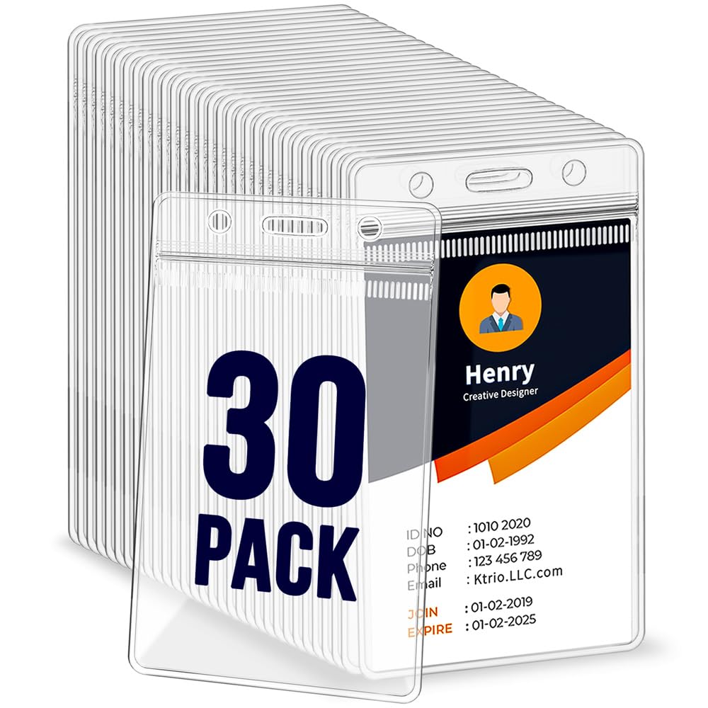 30 Pack ID Badge Holder - Vertical Badge