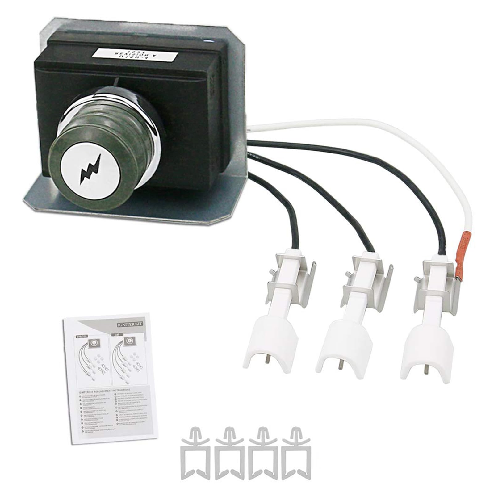 GFTIME 7628 Igniter Kit Replacement Parts for Weber Genesis 310 & 320 Gas Grills with Front Mounted Control (2011 - Newer), Electronic Igniter Knob, Electrodes Ignitions for Genesis 300 Series