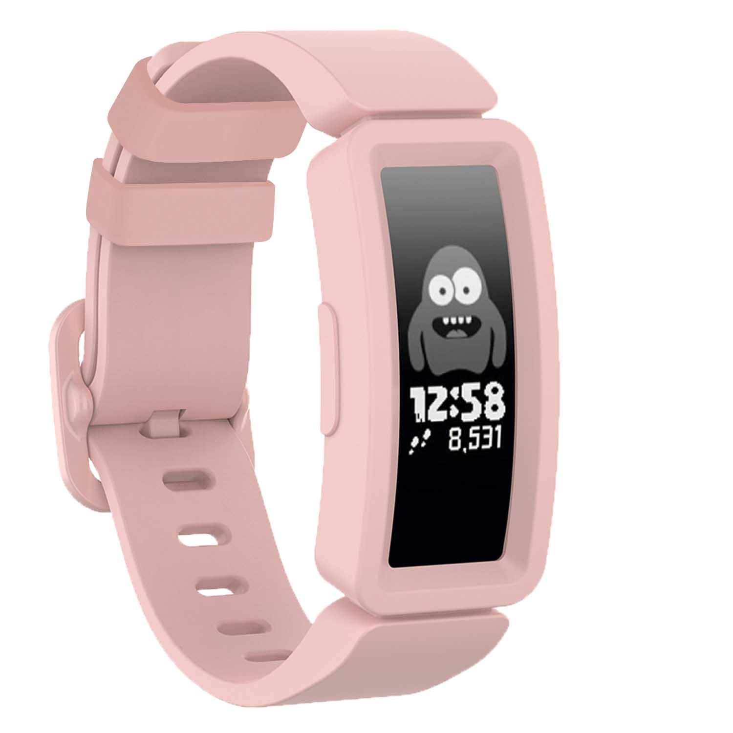 TopPerfekt Strap Compatible With Fitbit Ace 2 for Kids 6, Soft Silicone Waterproof Bracelet Accessories Strap Boys Girls Wristbands Compatible for Fitbit Ace 2 (Light Pink)