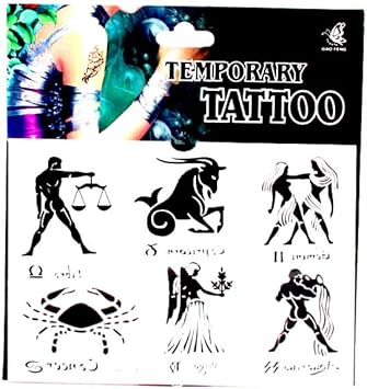 Tatuaggi Con 6 Grandi Bilancia Segno Zodiacale Capricorno Zwilling Acquario Vergine E Cancro Amazon It Bellezza