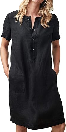 linen shirt dress button front