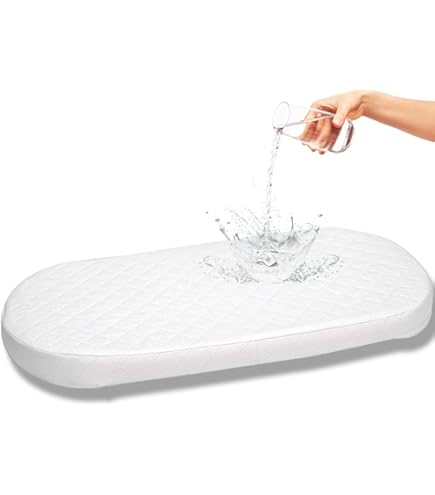 thumbnail image 2 of First Essentials Baby Bassinet Mattress Pad (Rectangle, 17X33 2-Pack) For Newborn Comfort Breathable Easy Clean Hypoallergenic Waterproof Made In USA 2 of 9