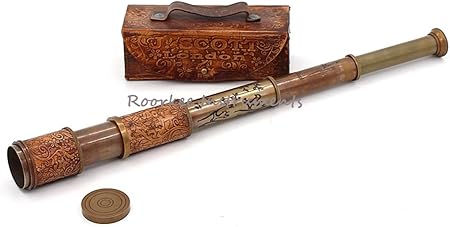 Amazon Roorkee Instruments アンティーク ノーティカル ヴィンテージ 単眼鏡 ハンドヘルド 真鍮 パイレーツ スパイグラス 手作り ポータブル 折りたたみ式 マリン望遠鏡 レザーケース 収集価値のある装飾ギフト 14インチ J Scott London 1750インチ おもちゃ