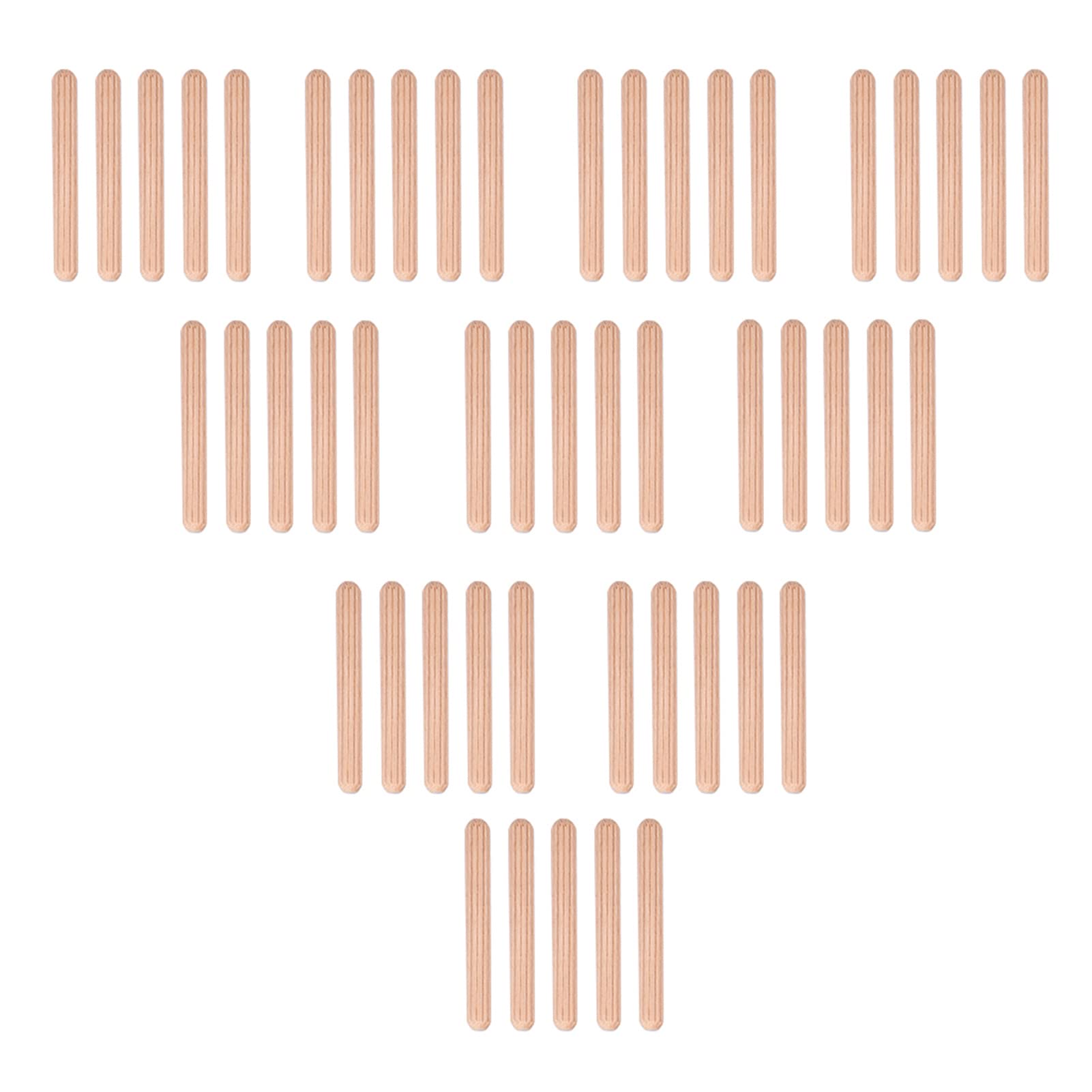 Dioche Wooden Dowels, 6mm X 50mm Dowel Wooden Dowels Wood 50Pcs Cabinet Drawer Round Fluted Wooden Dowel Pins Craft Dowel Pins Rods