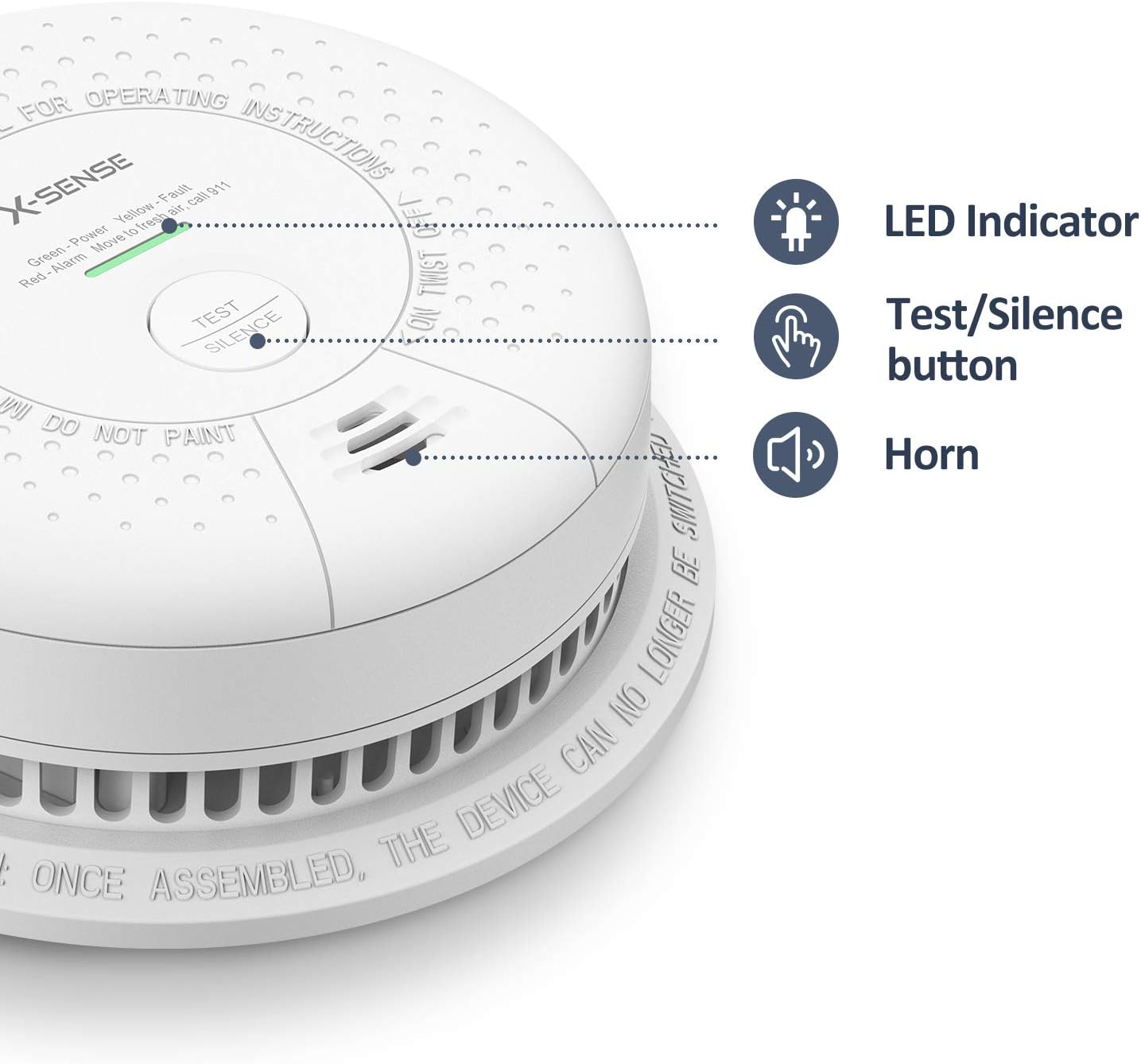 X-Sense Smoke Detector Alarm (Not Hardwired), 10-Year Lithium Battery Fire Alarm with Photoelectric Sensor, Compliant with UL 217 Standard, Auto-Check & Silence Button, SD03 - - 