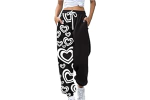 KSODFNXH Sweatpants Women Casual High Waist Plus Size Wide Leg Bound Pants with Pockets Trendy Solid Color Drawstring Pants