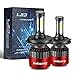 Infitary LED Headlight Bulbs H4 Conversion Kits High/Low Beam Auto Headlamp Dual Beam Car Headlight 72W 6500K 8000LM Extremely Super Bright COB Chips- 1 Pair- 3 Year Warranty (H4/9003/HB2 Red)