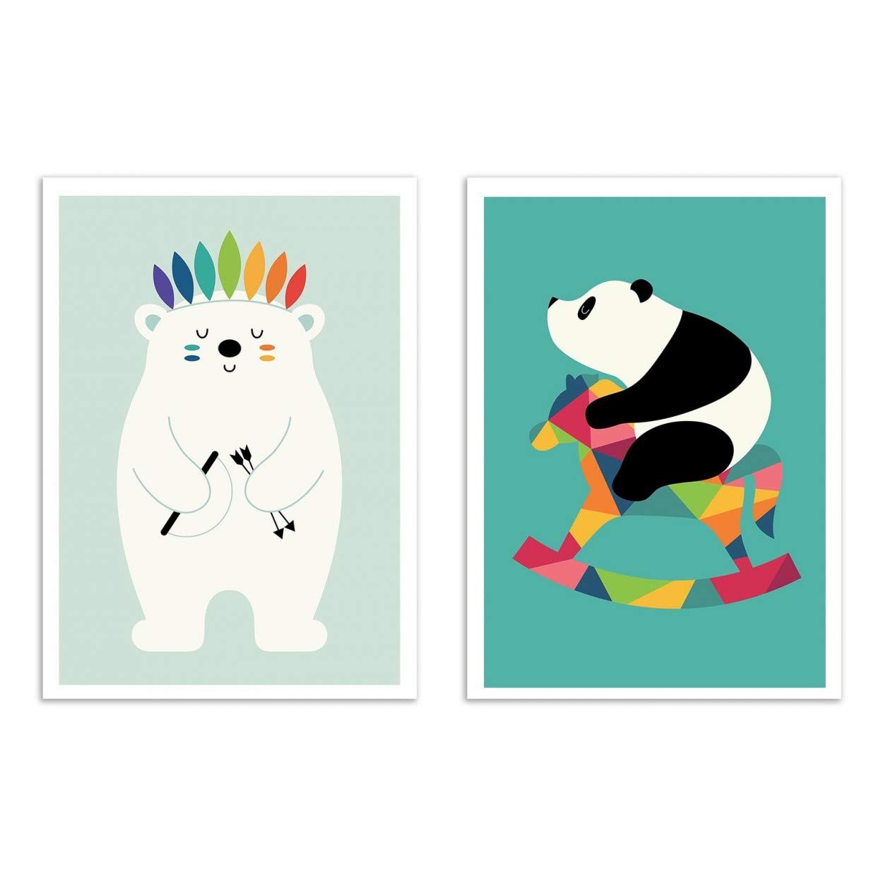 Wall Editions 2 Art-Posters 30 x 40 cm - Baby panda et polar bear - Andy Westface