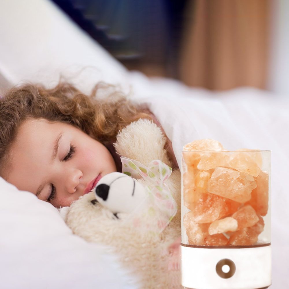 Denshine Himalayan Salt Lamp Salt Lamp with Dimmer Switch 7 Colorful Night Light Air Purifying Ionic Natural Salt Crystal Lamp Night Light for Kids (White)