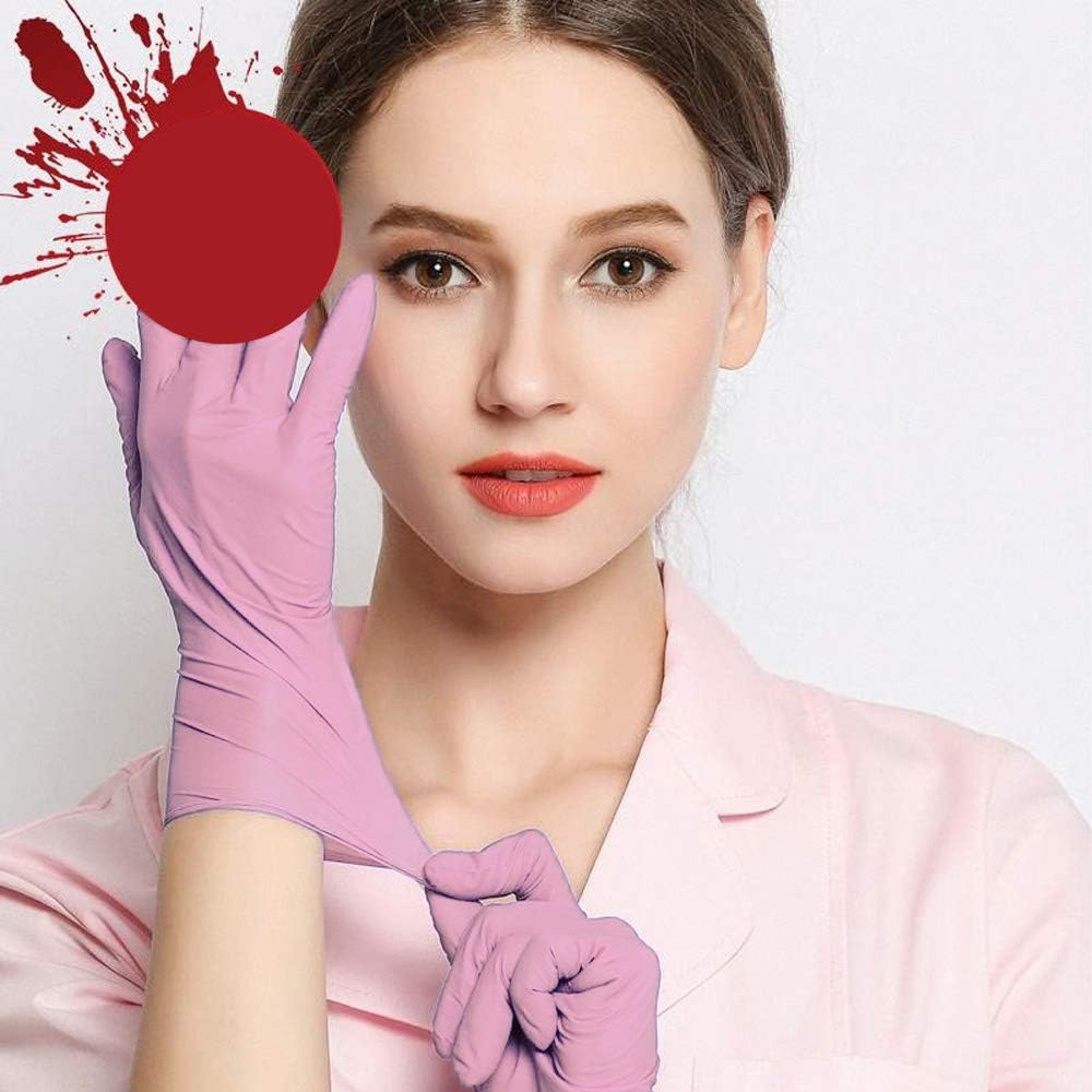 Nitrile Gloves,Nitrile Disposable Gloves,Free Nitrile Exam Gloves, Industrial Pink Vinyl GlovesLatex Free, Powder Free, Textured, Disposable, Food Safe, Large, Box of 100