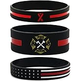 Inkstone 6-pack Firefighters' Thin Red Line Silicone Wristbands - Jewelry Gifts Accessories for Fire Fighters
