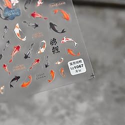 Red Koi Fish Nail Art Sticker Decals Lucky Goldfish