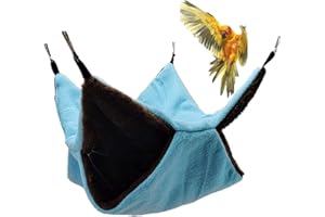 Keersi Bird Nest Double Layer Hanging Hammock Bed Toy for Parrot Parakeet Cockatiel Conure Cockatoo African Grey Amazon Lovebird Finch Budgie Hamster Rat Gerbils Chinchilla Cage Perch (Blue)