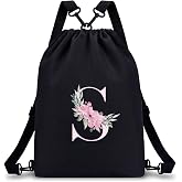 A-Z BAG Initial Drawstring Backpack Gifts for Girls Kids, Waterproof | 4-in-1 Multi-String Swimming Bag Sports for Women