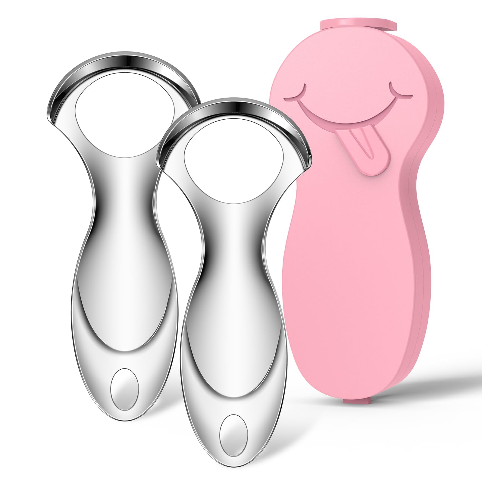 RONAVO Stainless Steel Tongue Scraper – Removes Coating & Freshens Breath – Daily Metal Tongue Cleaner with Travel Case