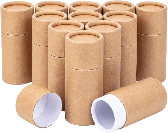 BENECREAT 12PCS 30ml Burlywood Kraft Paperboard Tubes Round
