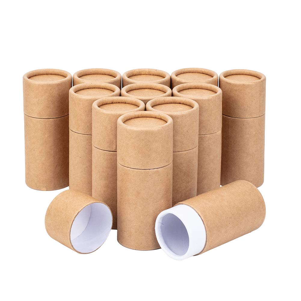BENECREAT 12PCS 30ml BurlyWood Kraft Paperboard Tubes Round Kraft Paper Containers for Pencils Tea Caddy Coffee Cosmetic Crafts Gift Packaging