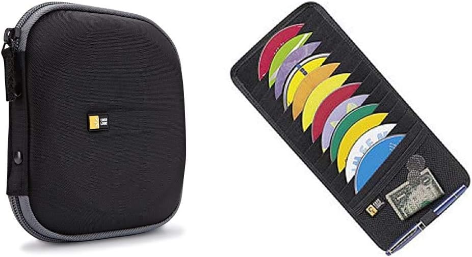 EVW-24 EVA Molded 24 Capacity CD/DVD Case (Black) & Case Logic AV-12 12-Capacity CD Visor, Black: Home Audio & Theater