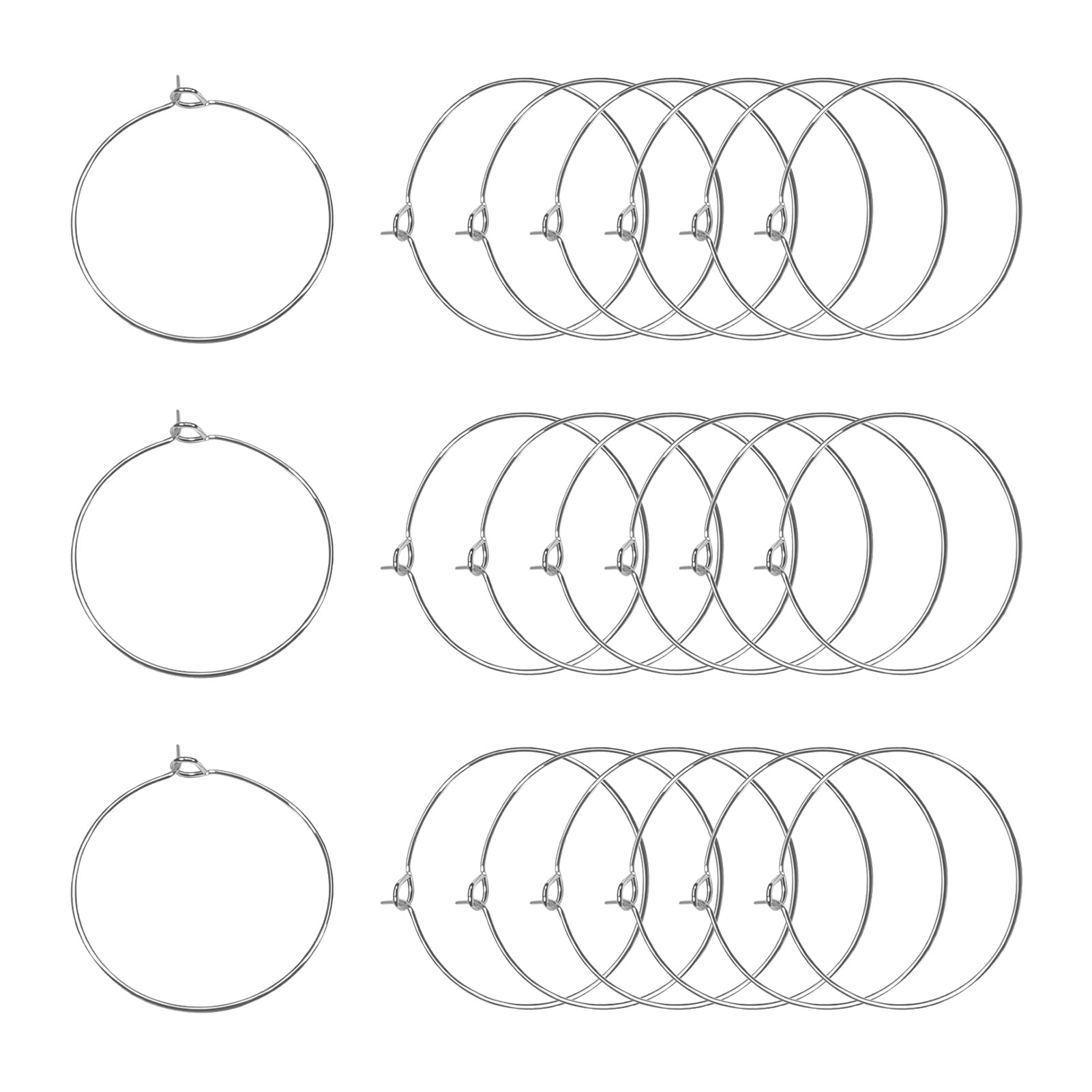 TOAOB 100pcs Wine Glass Charm Rings 30mm Silver Earring Beading Hoop for DIY Jewellery Wine Glass Markers