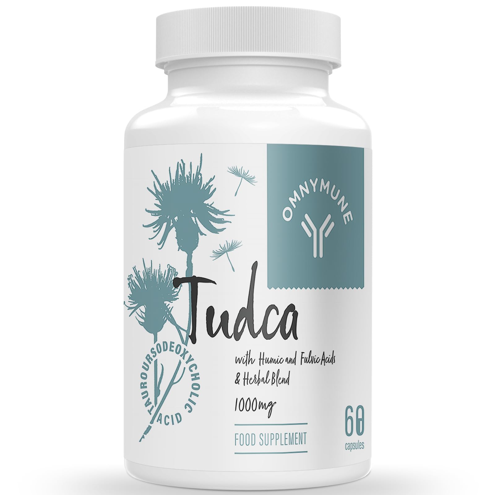 TUDCA Liver Support Supplement, Tauroursodeoxycholic Acid Complex 1000mg Per Serving, Bile Salts for Detox & Repair, Kidney & Gallbladder Support, 60 Capsules