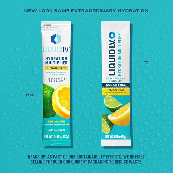 LIQUID I.V. HYDRATION MULTIPLIER SUGAR-FREE – LEMON LIME | ELECTROLYTE POWDER DRINK MIX | 1 PACK (14 SERVINGS)