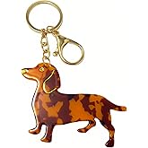 Hcuvelo dachshund keychain,brown acrylic tortoise shell keychain FOR bag charms dog personalized dapple dachshund gifts