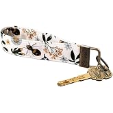CELOKIY Printed Fabric Wristlet Keychain, Wrist Key Chain for Women with Metal Hardware