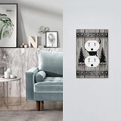 Rustic Deer Moose Forest Tree on Wood Plank 1 Gang