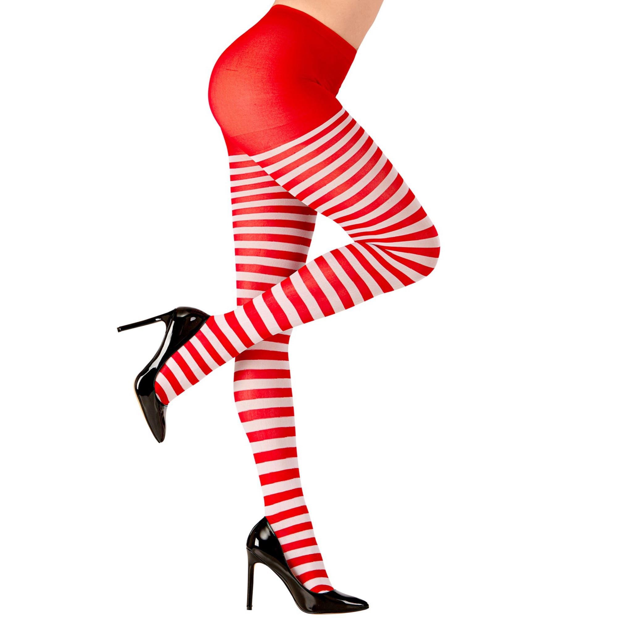 xL Pantyhose Striped Wht - Red Accessory Extra Large for Lingerie Fancy Dress